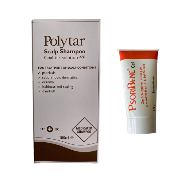 Шампунь от псориаза Polytar 150г и гель для головы Psoribene 50г. 985 фото