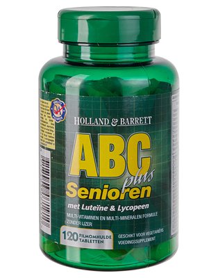 Усиленные мультивитамины для взрослых 50+ Холланд и Барретт ABC Plus Senior Лютеин и Ликопин (Holland & Barrett ABC Plus Senior Luteine & Lycopeen) 120 таб 533 фото