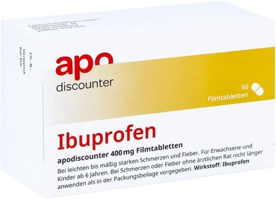 Обезболивающий ибупрофен Германия Ibuprofen 400 mg apo-discounter 735 фото